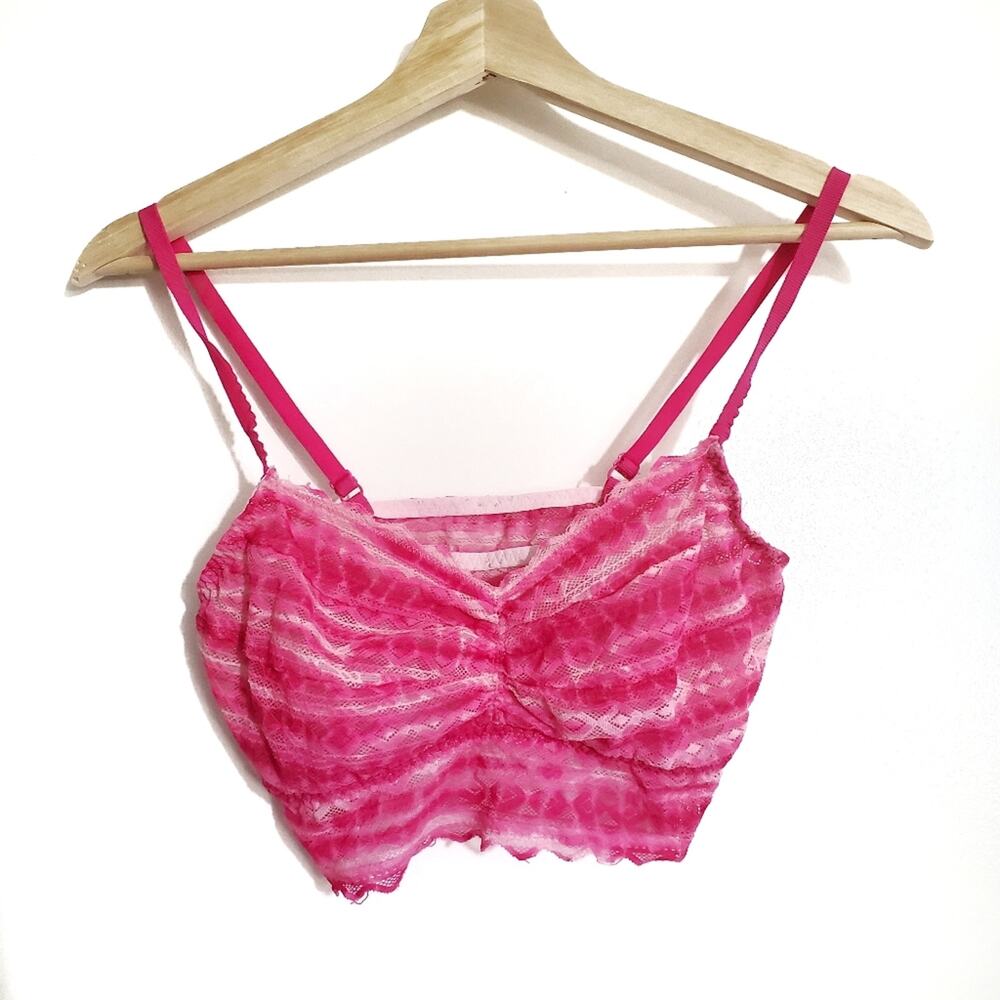 PINK VS | Bright Pink Tie Dye Lace Bralette Size Medium